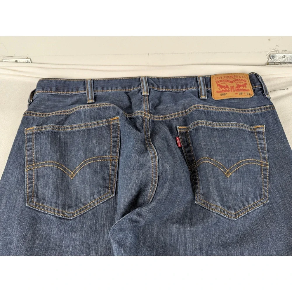 Levi's 569 Loose Straight Jeans Mens 38x34 Dark Wash Blue Denim Baggy Skater
